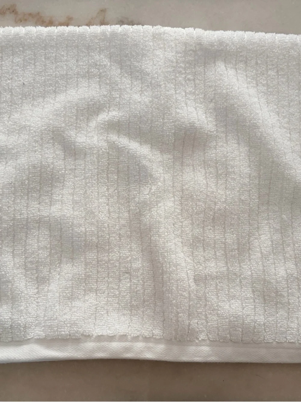 Karl Lagerfeld White Ribbed Cotton Towel with Black Label